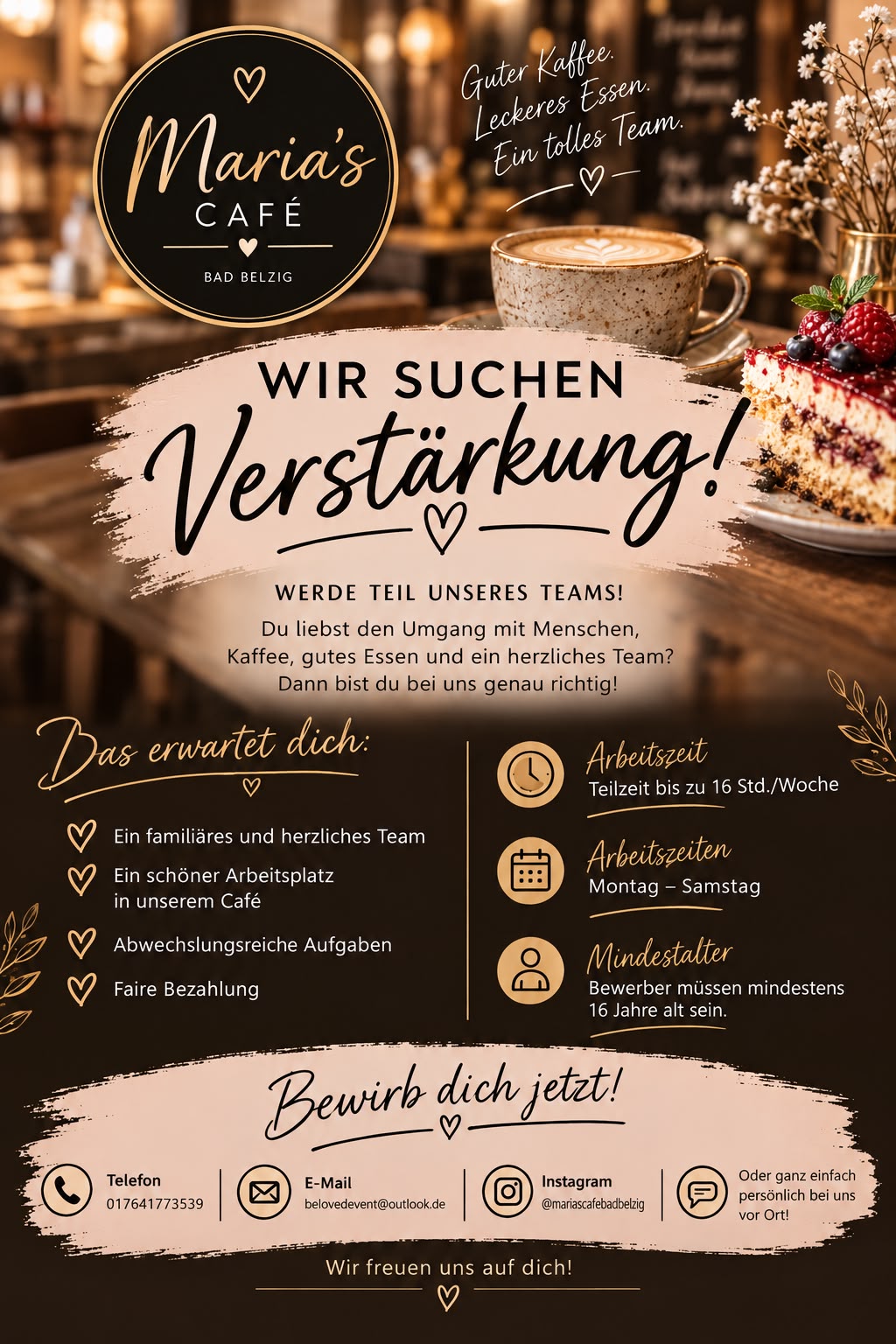 Stellenanzeige – Maria's Café Bad Belzig sucht Verstärkung
